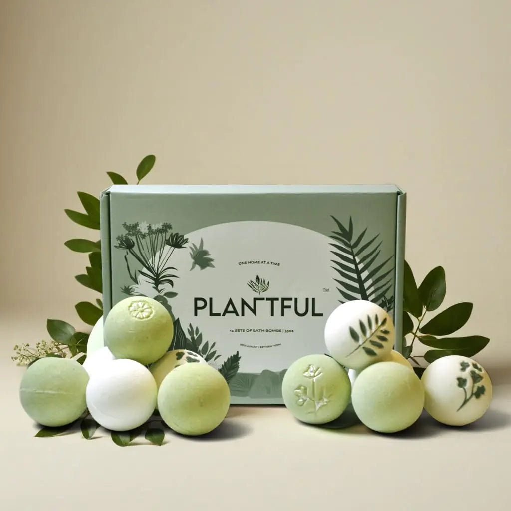 Plantful Natural Organic Handmade 12 Bath Bombs  Gift Sets Luxurious Aromatherapy Eco-Friendly Bubble Bath for Kids Perfect for Men and Women Valentines Day Gifts
