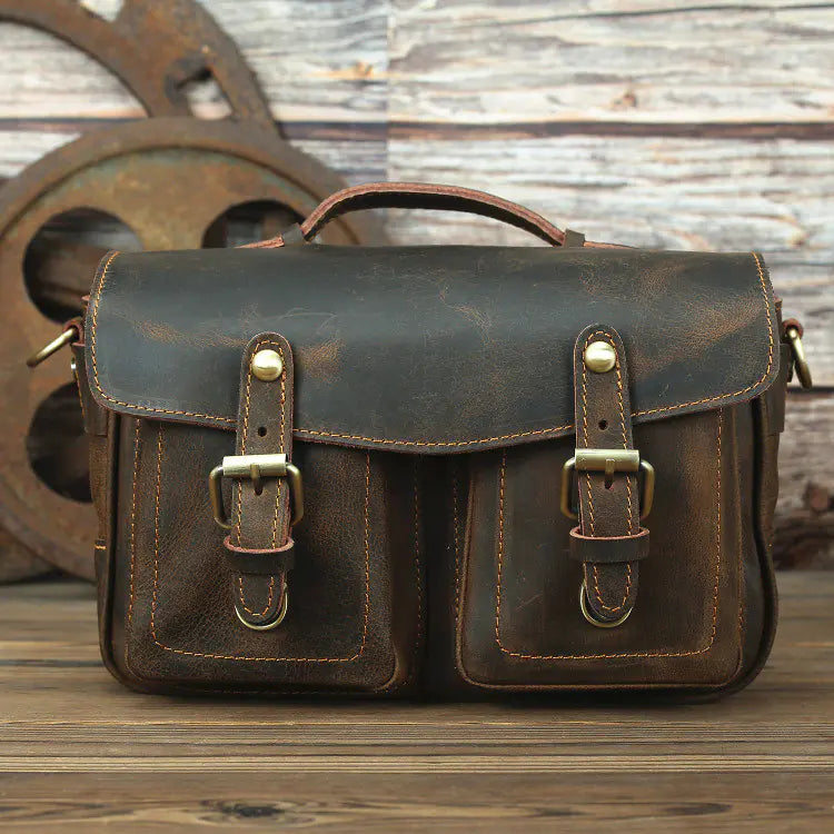 Vintage Handmade Crazy Horseskin Tote Bag, case, Bag,