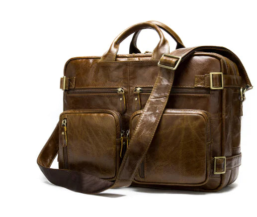 Men's Cowhide Leather Business Tote and Crossbody Bags