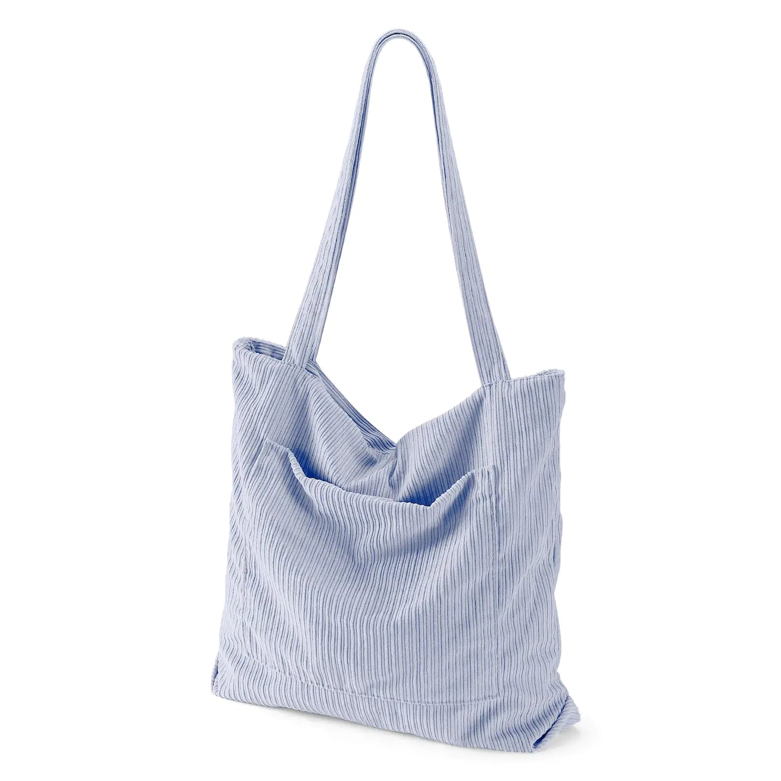 Corduroy Tote Bag for Women Large Hobo Bags Tote Bag with Zipper Casual Shoulder Handbags Work Shopping Bag Blue