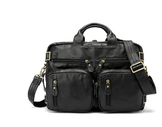 Men's Cowhide Leather Business Tote and Crossbody Bags