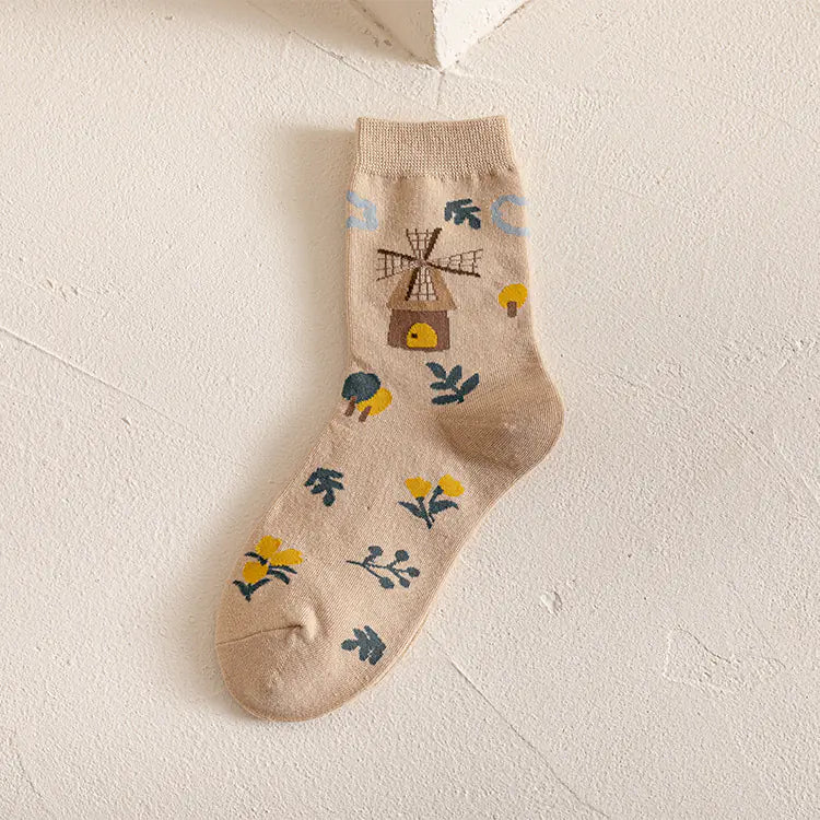 Fashionable Retro Mid-Calf Socks for Women