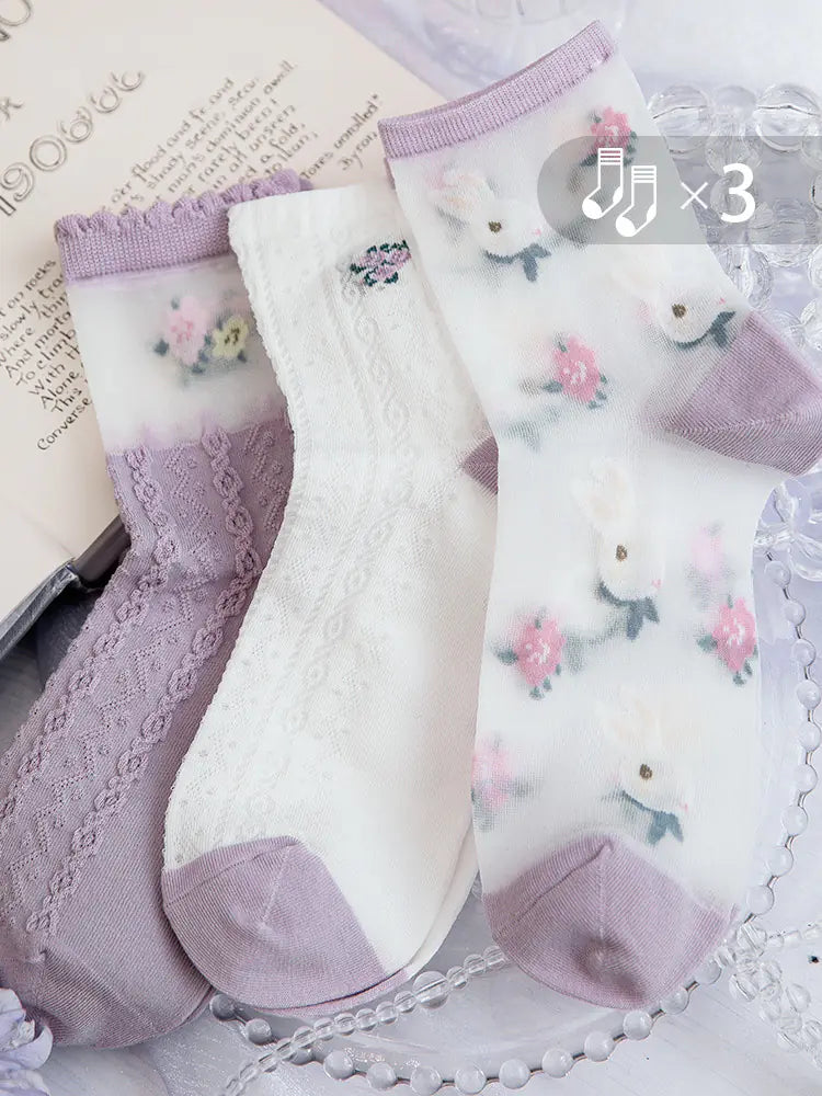 Trendy Retro Rabbit Cotton Socks for Spring & Summer