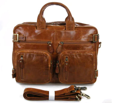 Men's Cowhide Leather Business Tote and Crossbody Bags