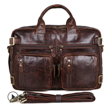 Men's Cowhide Leather Business Tote and Crossbody Bags