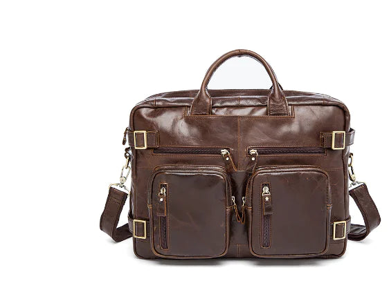 Men's Cowhide Leather Business Tote and Crossbody Bags