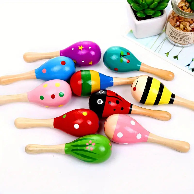 Small Wooden Sand Hammer Toys for Early Music Education